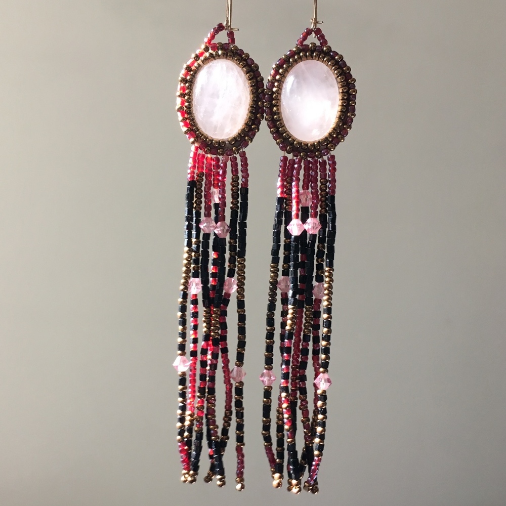 Vintage Boho Festival Fringe Beaded Craft Earrings